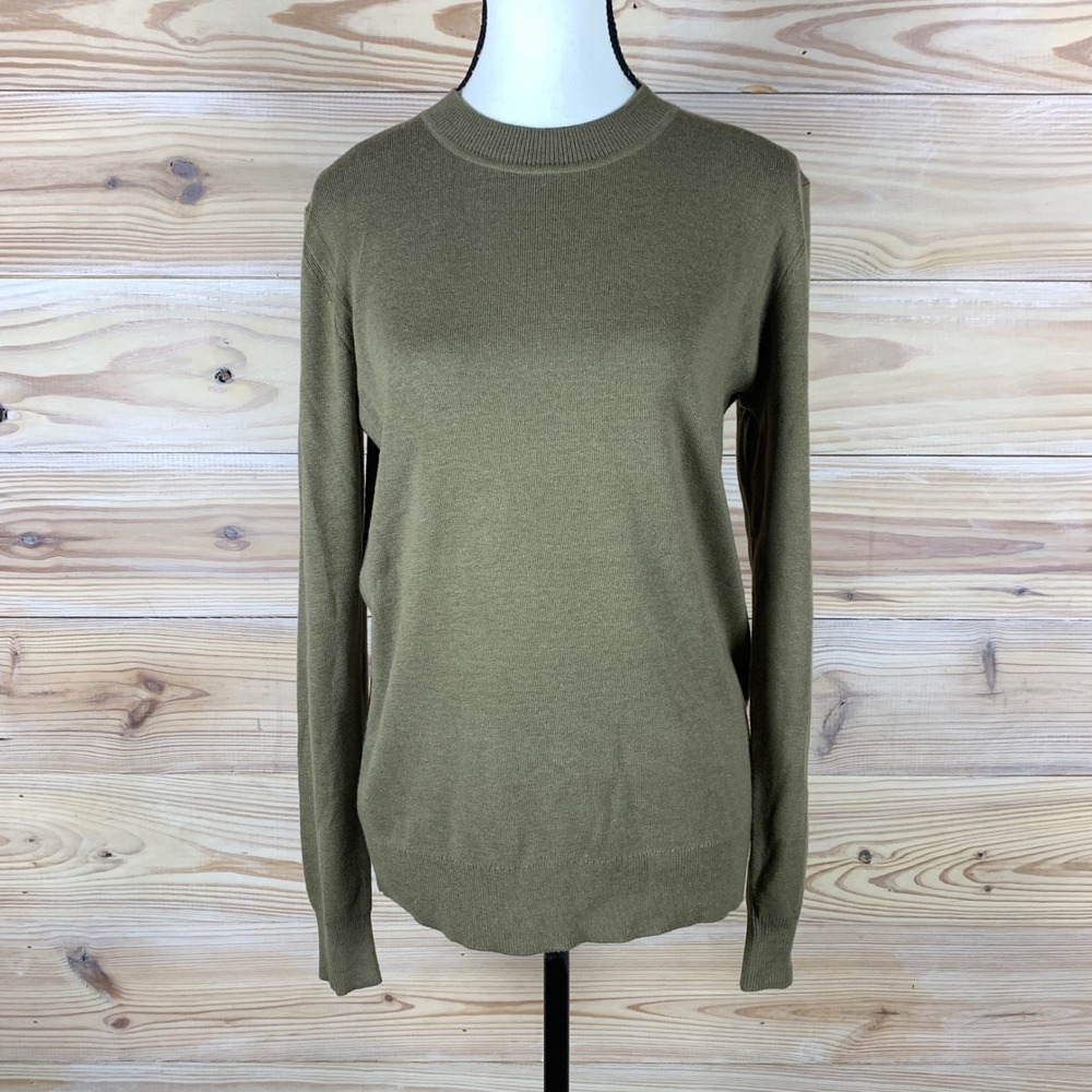 Arach & Cloz Sweater Mens M Tan Crew Wool Blend Neutral Minimalist New